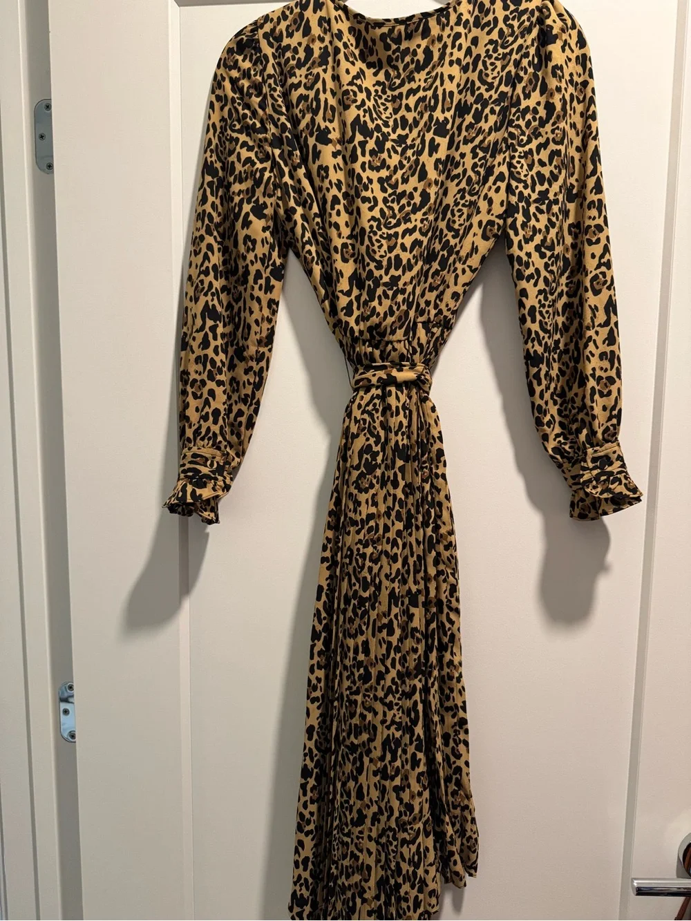 J. Crew Long Sleeve Leopard Wrap Dress in Camel and Black